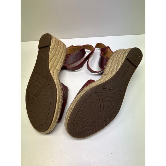 Clarks Artisan Women’s Espadrilles Red Wedge Heels Ankle Strap Buckle 9M - Picture 5 of 5